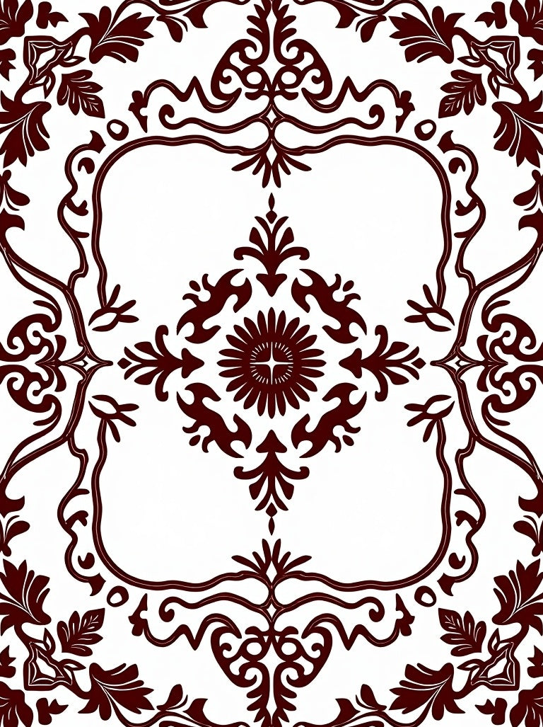 Deep Burgundy Classic Floral Medallion Rug