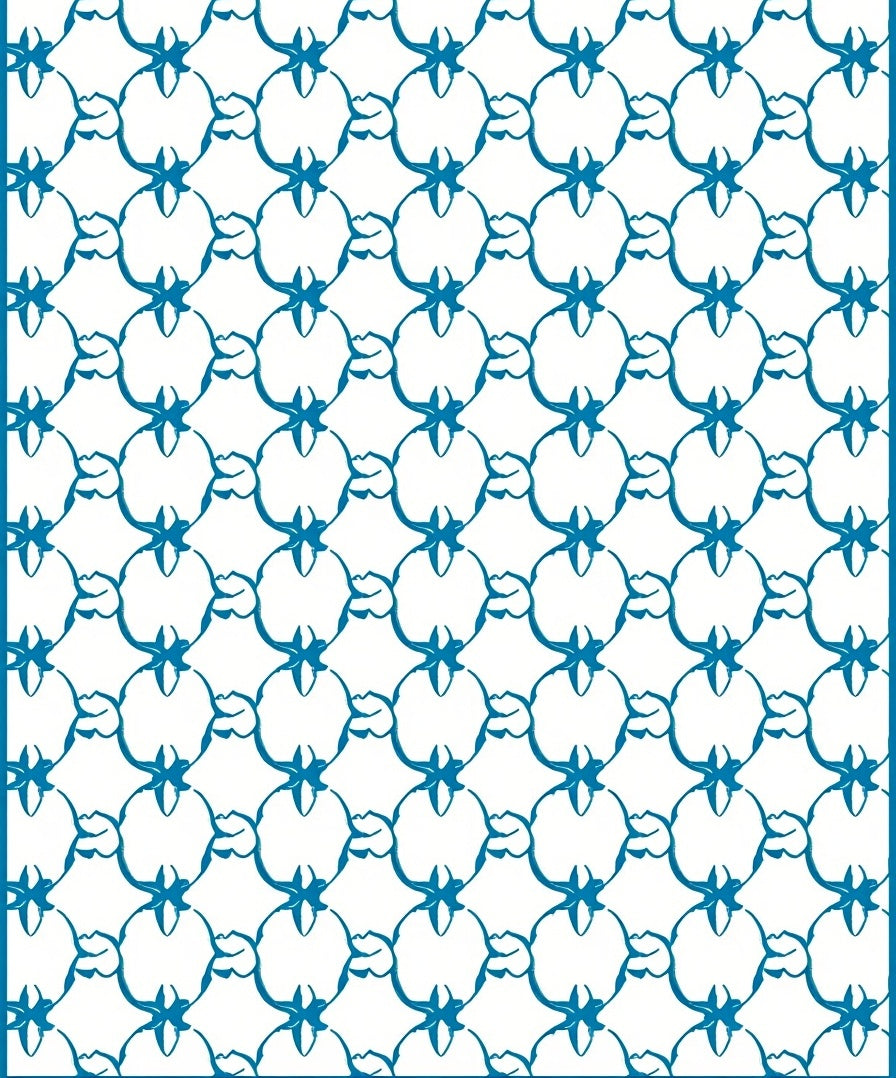 Teal Interlocking Linked Blossom Rug