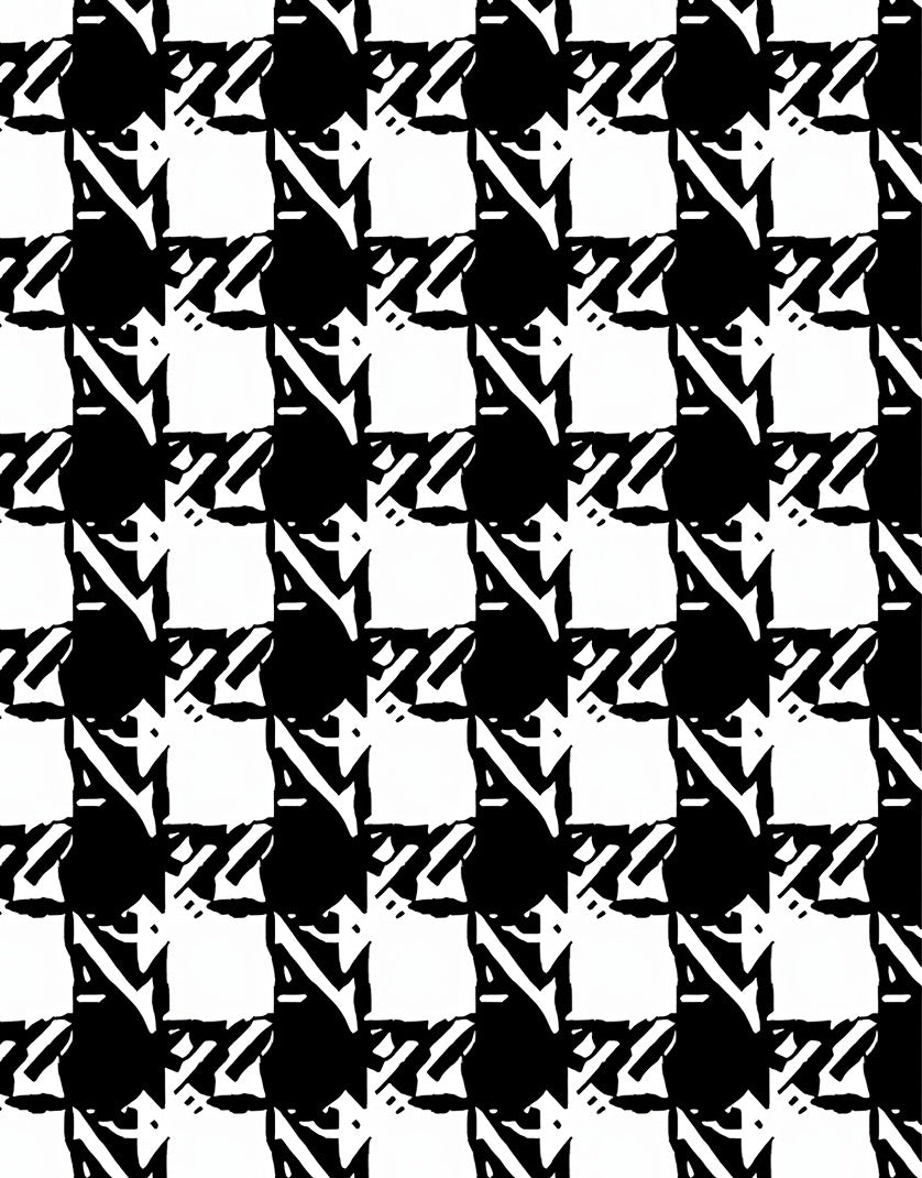 Black White Houndstooth Checkered Squares Rug