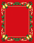Festive Red Gold Holly Bells Frame Rug