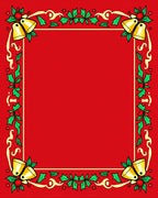 Festive Red Gold Holly Bells Frame Rug