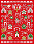 Christmas Gingerbread Village Candy Cane Scene Rug