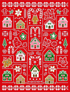 Christmas Gingerbread Village Candy Cane Scene Rug