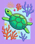 Green Turtle Coral Reef Splash Rug
