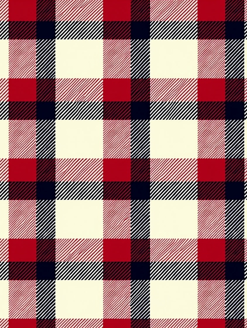 Classic Red Navy Cream Buffalo Checkered Rug