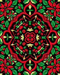 Crimson Green Floral Mandala Rug