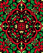 Crimson Green Floral Mandala Rug