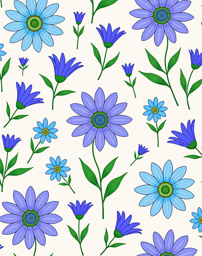 Vibrant Blue Violet Daisy Garden Rug