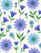 Vibrant Blue Violet Daisy Garden Rug