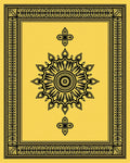 Golden Sunburst Floral Frame Rug