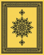 Golden Sunburst Floral Frame Rug