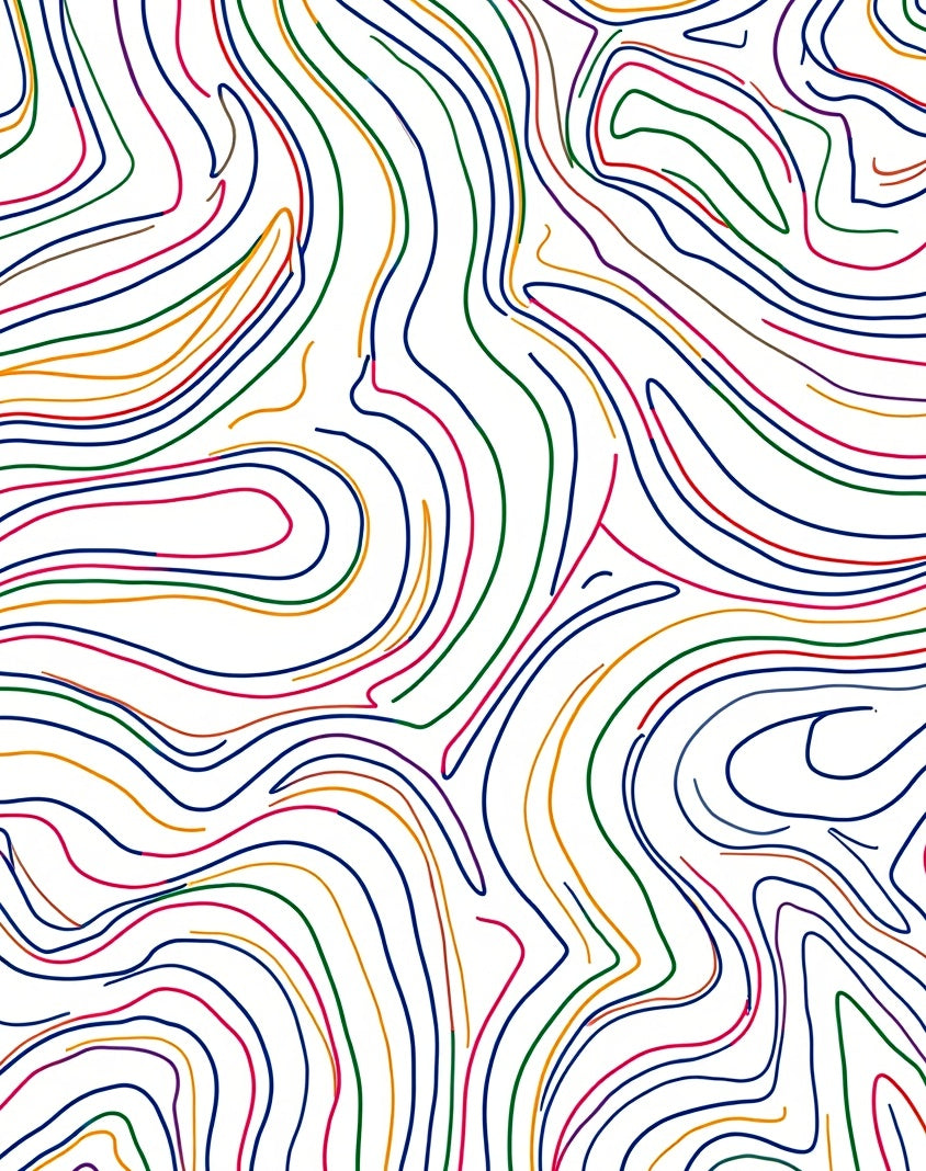 Vivid Wavy Contour Line Art Rug