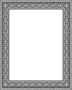 Monochromatic Black Geometric Ornate Border Rug