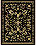 Elegant Black and Gold Floral Symmetry Rug