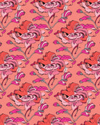 Coral Pink Whimsical Floral Arrangement Rug