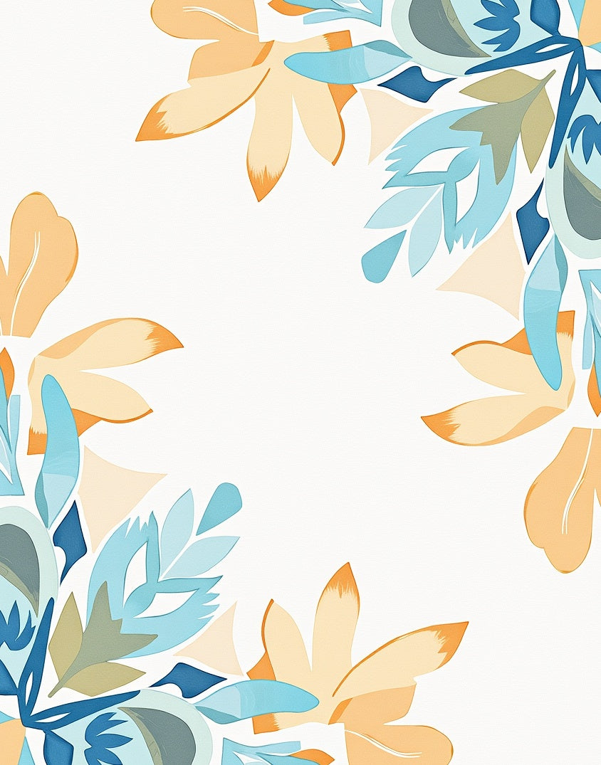 Sunny Peach Teal Floral Arrangement Rug