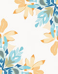 Sunny Peach Teal Floral Arrangement Rug