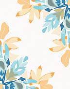 Sunny Peach Teal Floral Arrangement Rug