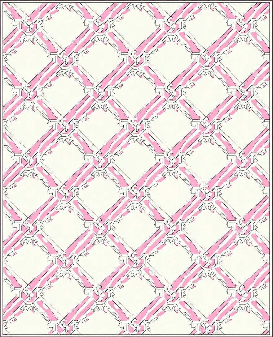 Pink White Lattice Diamond Rug