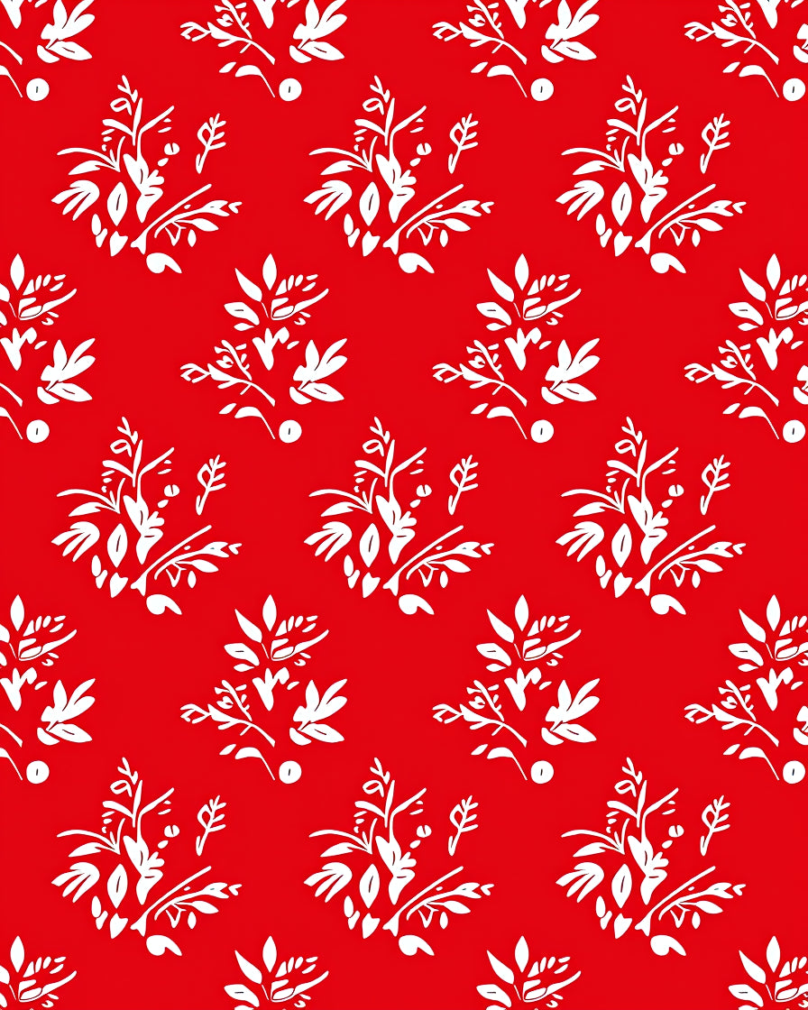 Bold Red White Floral Garland Rug