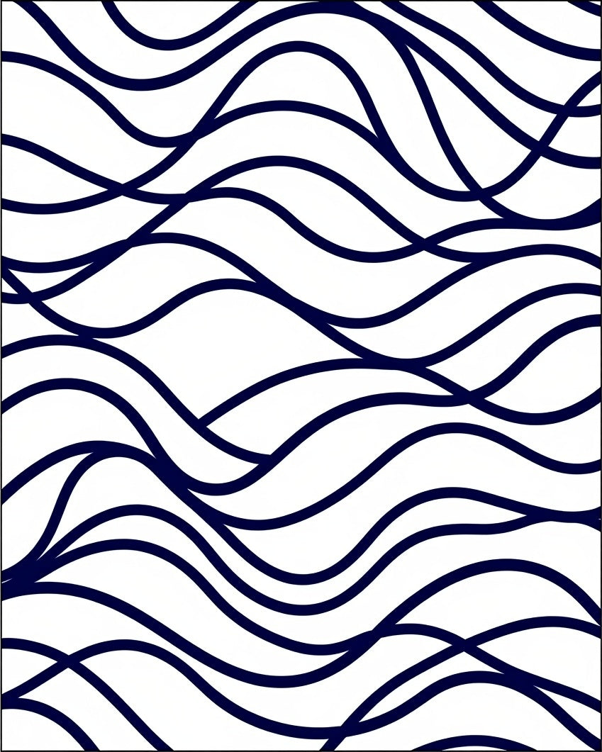 Navy Blue Abstract Wave Flow Rug
