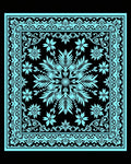 Aqua Black Floral Medallion Border Rug