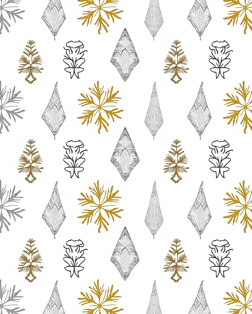 Shimmering Gold Diamond Tree Medley Rug