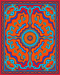 Psychedelic Orange Blue Floral Swirl Rug