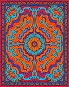 Psychedelic Orange Blue Floral Swirl Rug