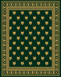 Dark Green Gold Cat Head Print Rug