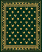 Dark Green Gold Cat Head Print Rug