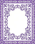 Ornate Purple Floral Vine Border Rug