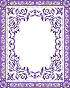 Ornate Purple Floral Vine Border Rug