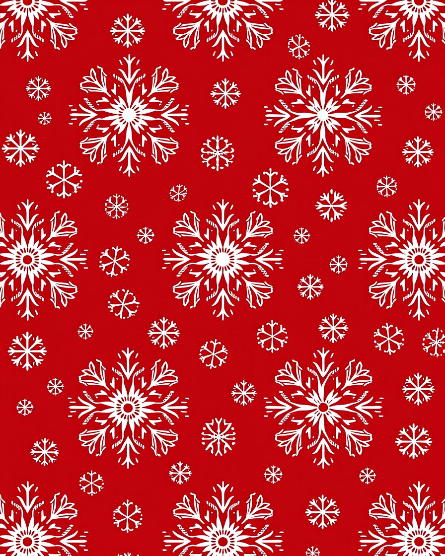 Crimson Red White Snowflake Cluster Rug