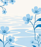 Light Blue Floral Water Ripple Rug