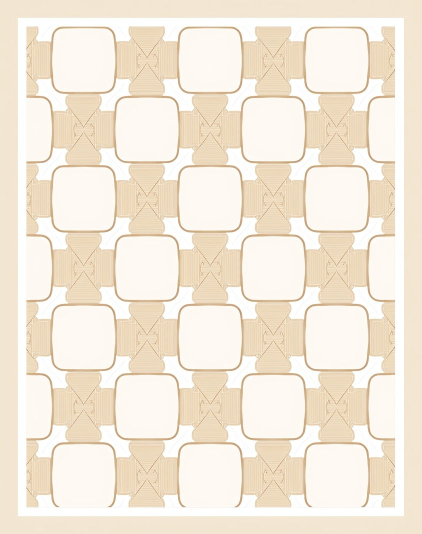 Cream Beige Interlocking Squares Rug