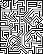 Black White Labyrinth Circuit Board Rug