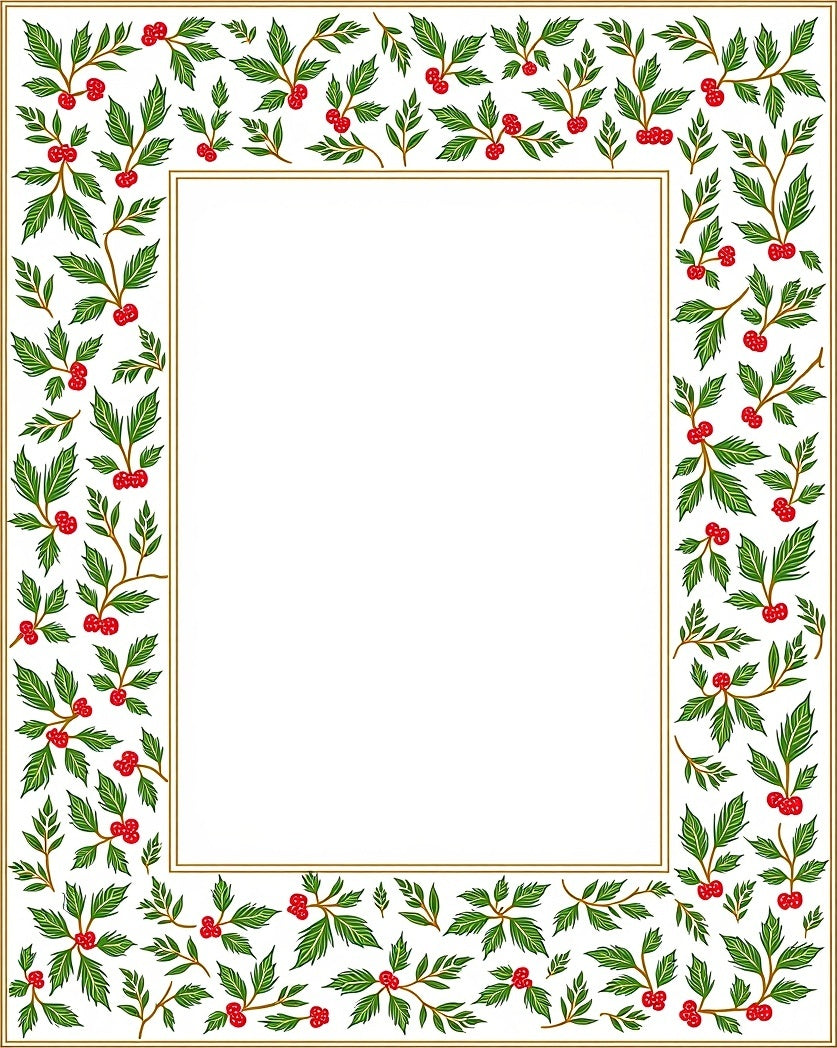 Green Holly Berry Frame Rug