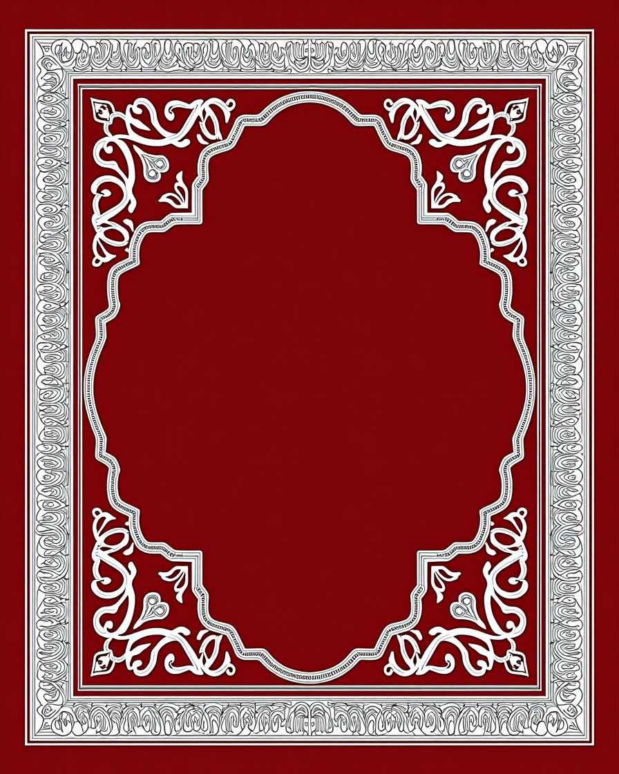 Crimson White Floral Arch Frame Rug