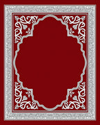 Crimson White Floral Arch Frame Rug