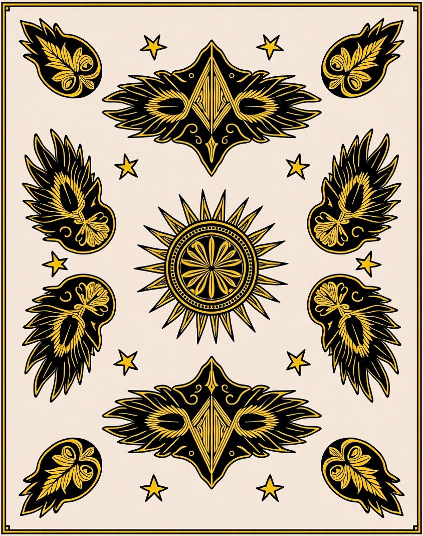 Golden Winged Sun Celestial Rug