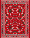 Festive Red Winter Snowflake Vines Rug