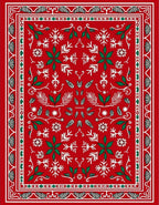 Festive Red Winter Snowflake Vines Rug