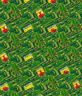 Green Yellow Bus Transportation Repeat Rug