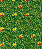 Green Yellow Bus Transportation Repeat Rug