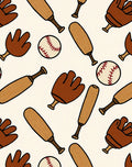 Brown Baseball Mitts Bats Balls Rug