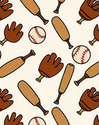 Brown Baseball Mitts Bats Balls Rug