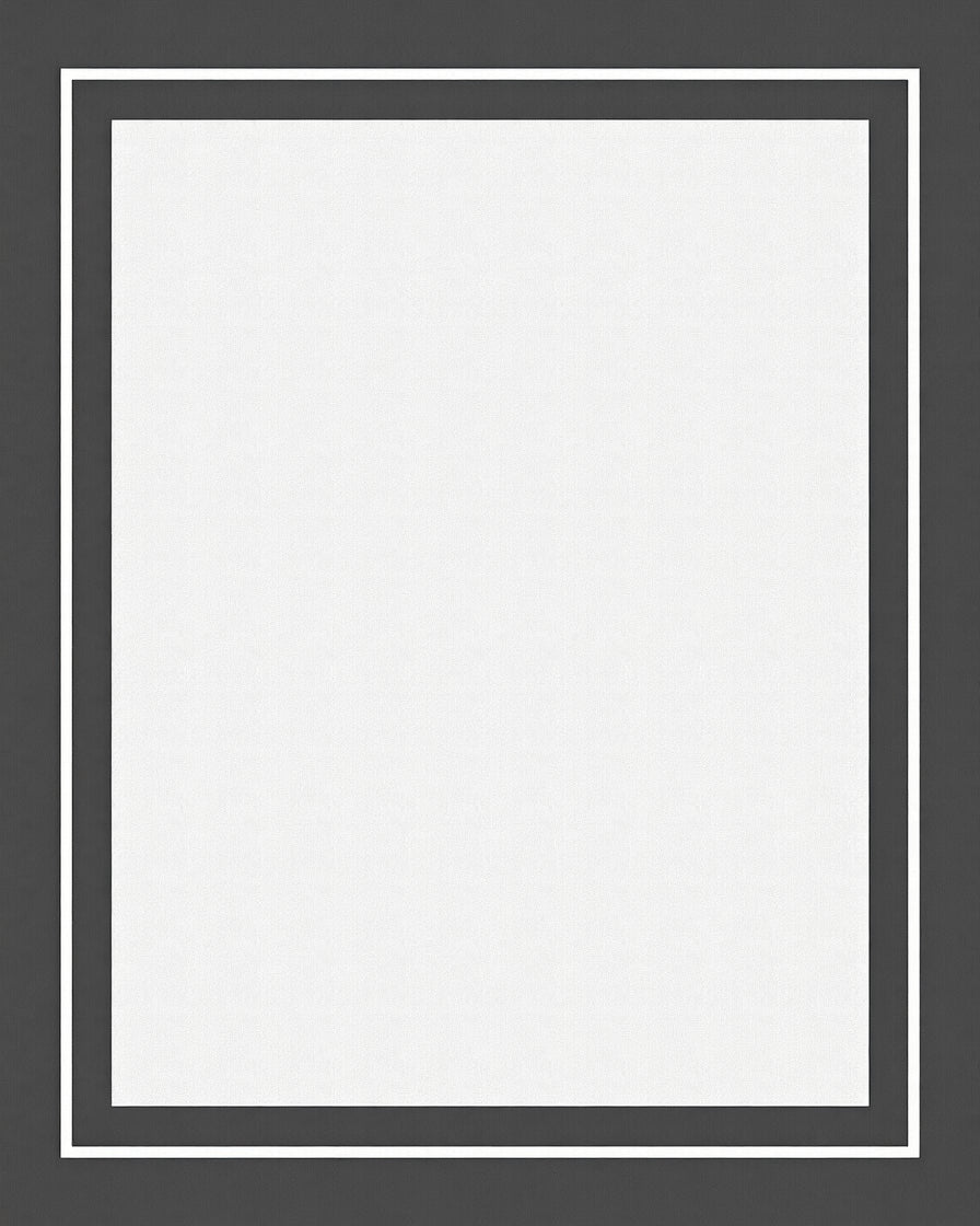 Minimalist Dark Gray White Frame Rug