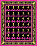 Luxe Black Pink Gold Floral Border Rug