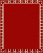 Deep Red Contemporary Geometric Border Rug